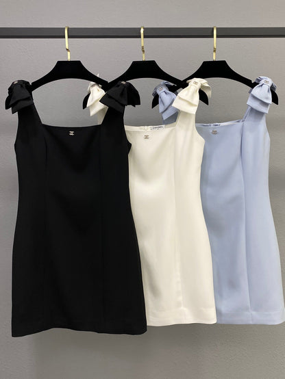 25ss new bow-decorated sleeveless vest dress