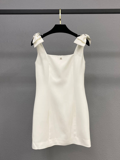 25ss new bow-decorated sleeveless vest dress