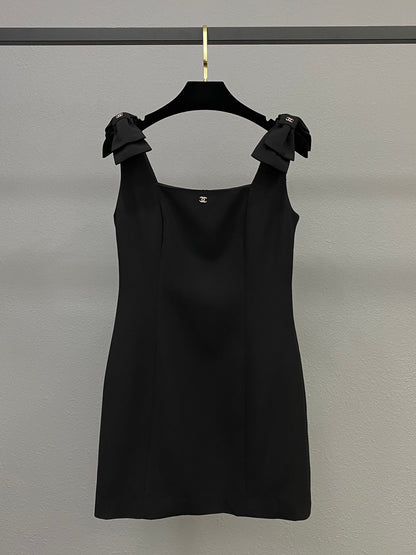 25ss new bow-decorated sleeveless vest dress
