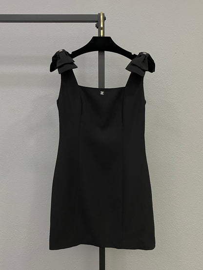 25ss new bow-decorated sleeveless vest dress