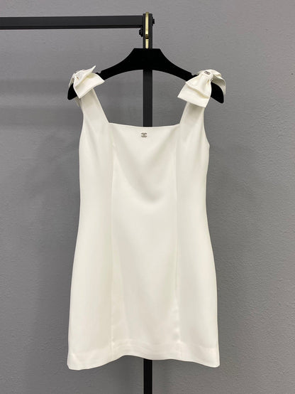 25ss new bow-decorated sleeveless vest dress