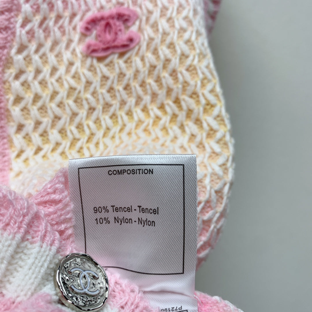 25SS Spring and Summer New Round Neck Colorblock Button Cardigan Vest