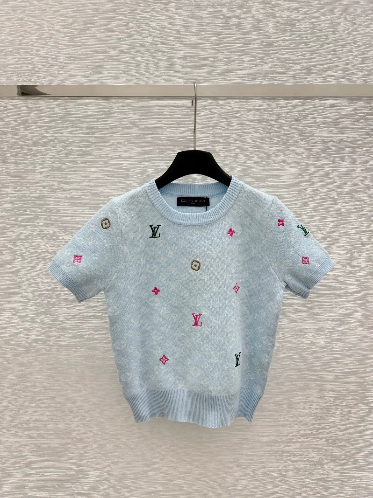 25ss round neck colorful knitted short sleeve T-shirt