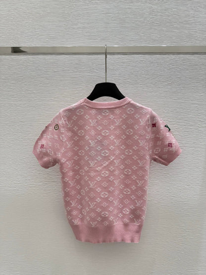 25ss round neck colorful knitted short sleeve T-shirt