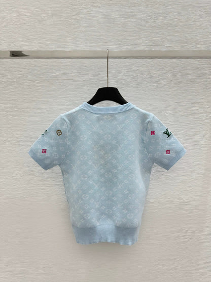 25ss round neck colorful knitted short sleeve T-shirt