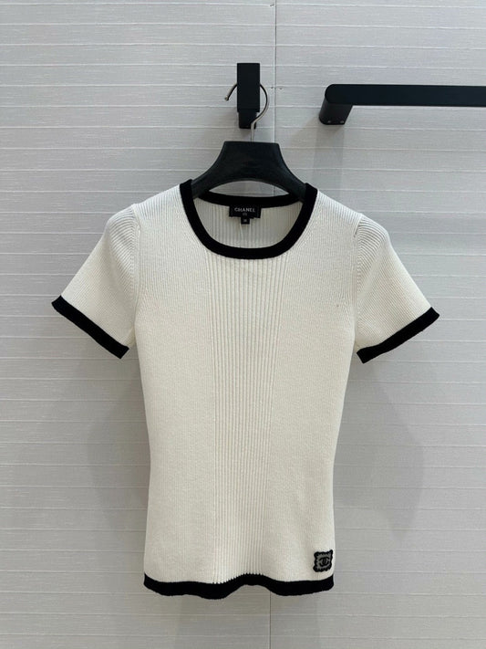 25 Spring/Summer new colorblock slim fit knit top