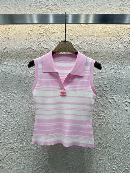 25 Spring and Summer Latest Collection! Lapel Striped Knitted Vest