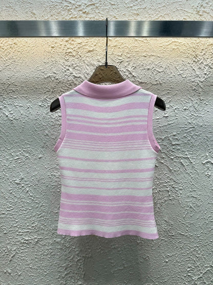25 Spring and Summer Latest Collection! Lapel Striped Knitted Vest
