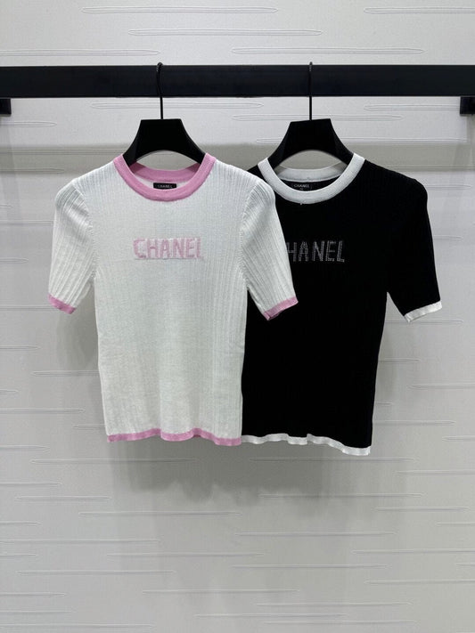 25 Spring and Summer New Color-contrast Striped Round Neck Short Sleeve