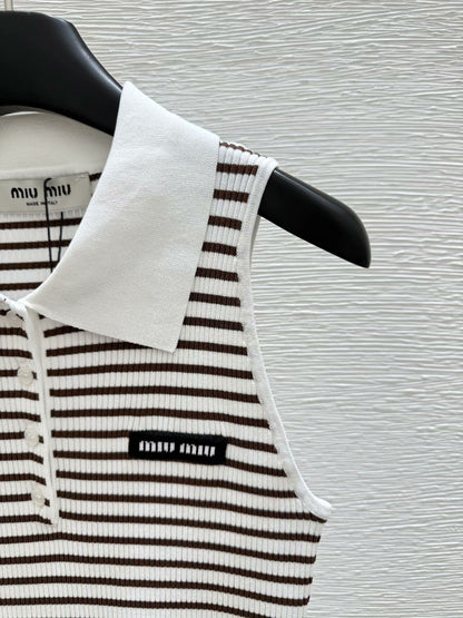 25 Spring/Summer Lapel Striped Knitted Vest