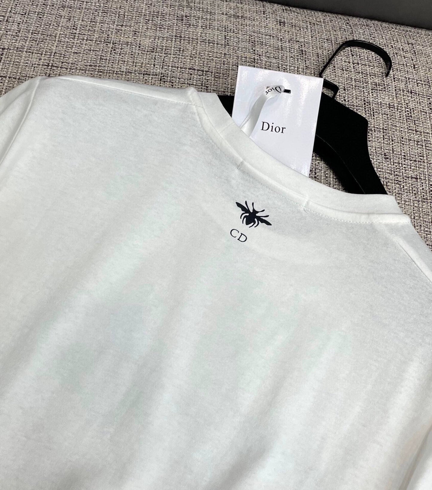 25 Early Spring New Print Black Diamond Beaded Letter Pattern T-shirt