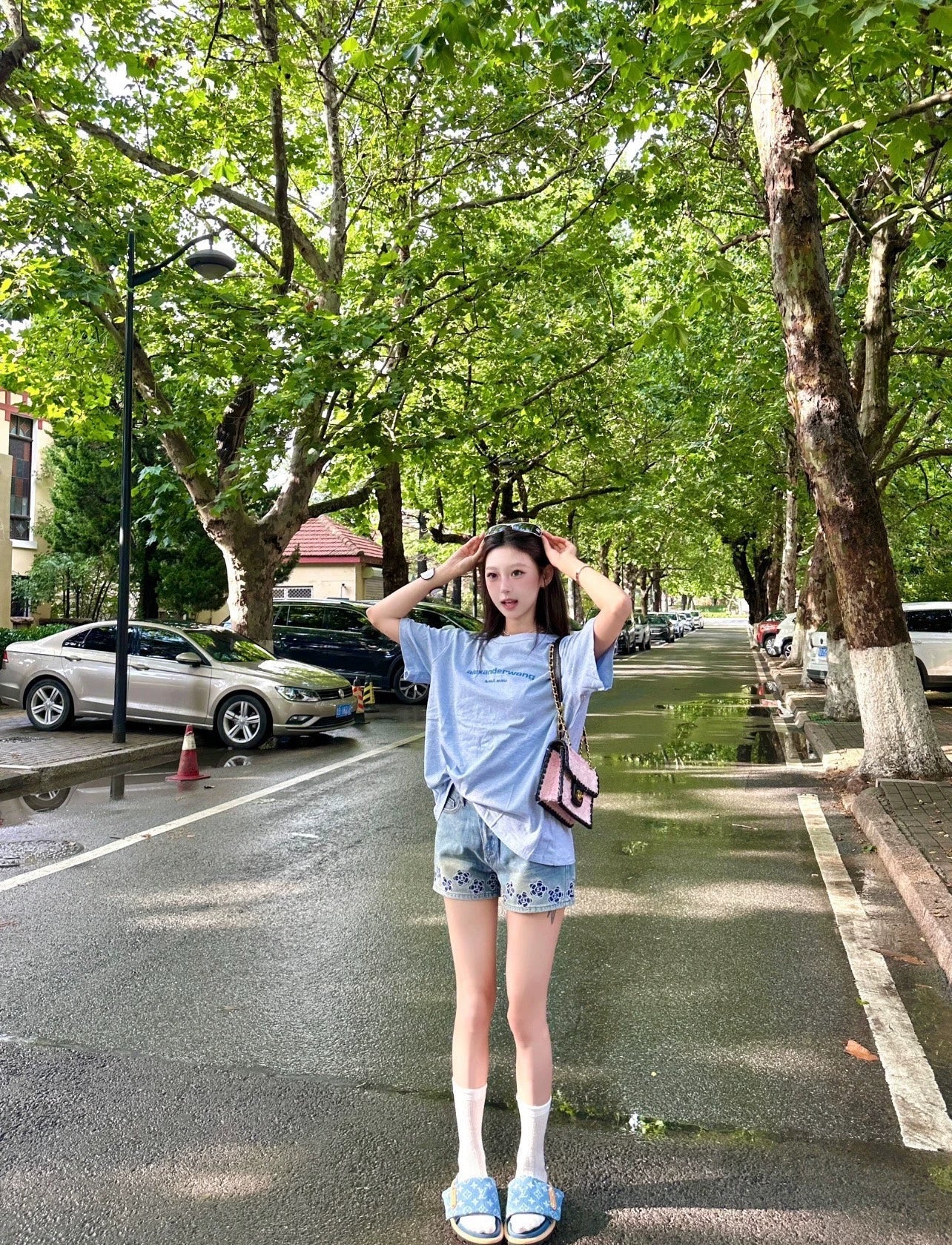 25 Summer Embroidered Camellia Craft Denim Shorts