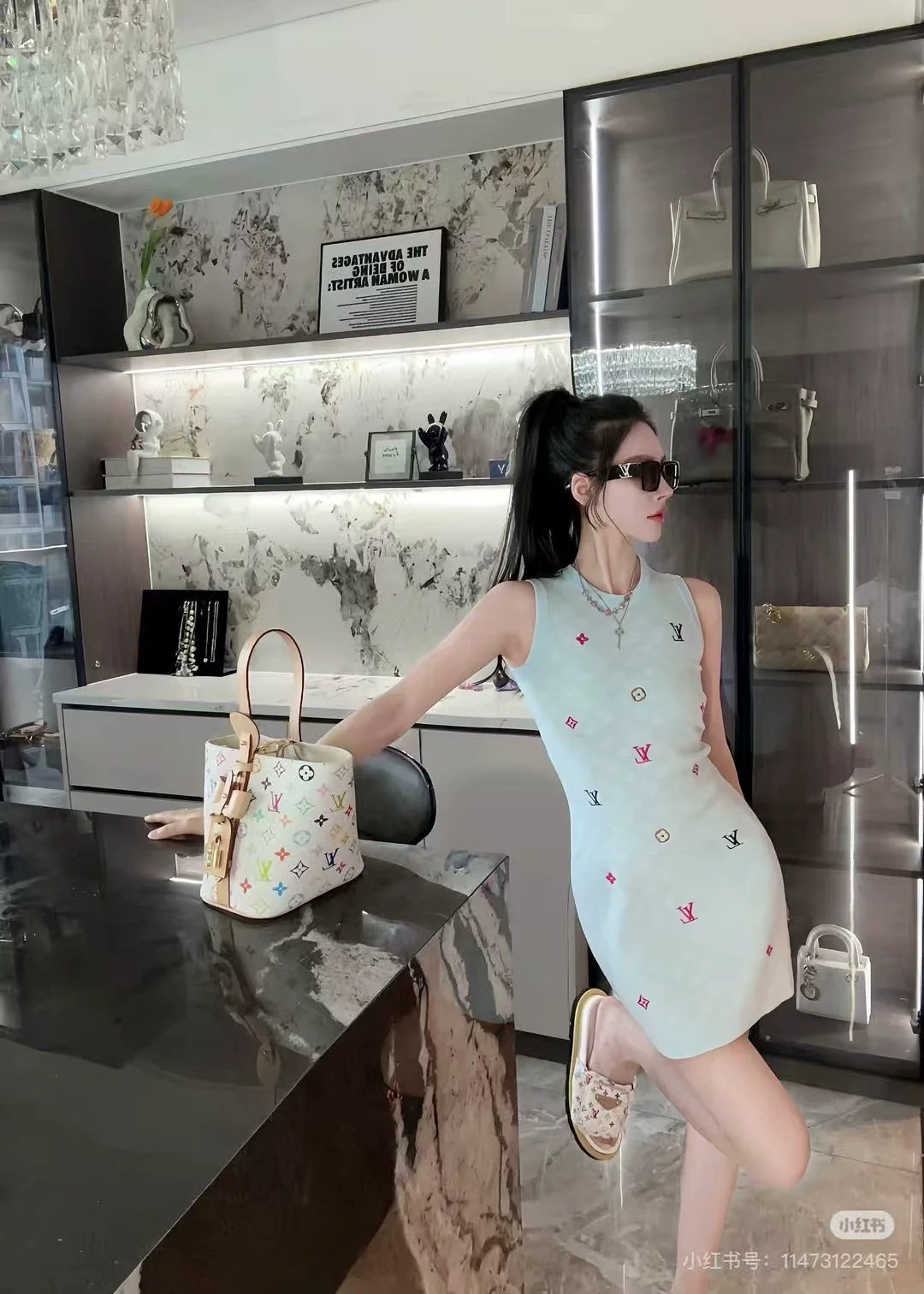 25 New Letter Logo Embroidery Concave and Concave Textured Vest Dress