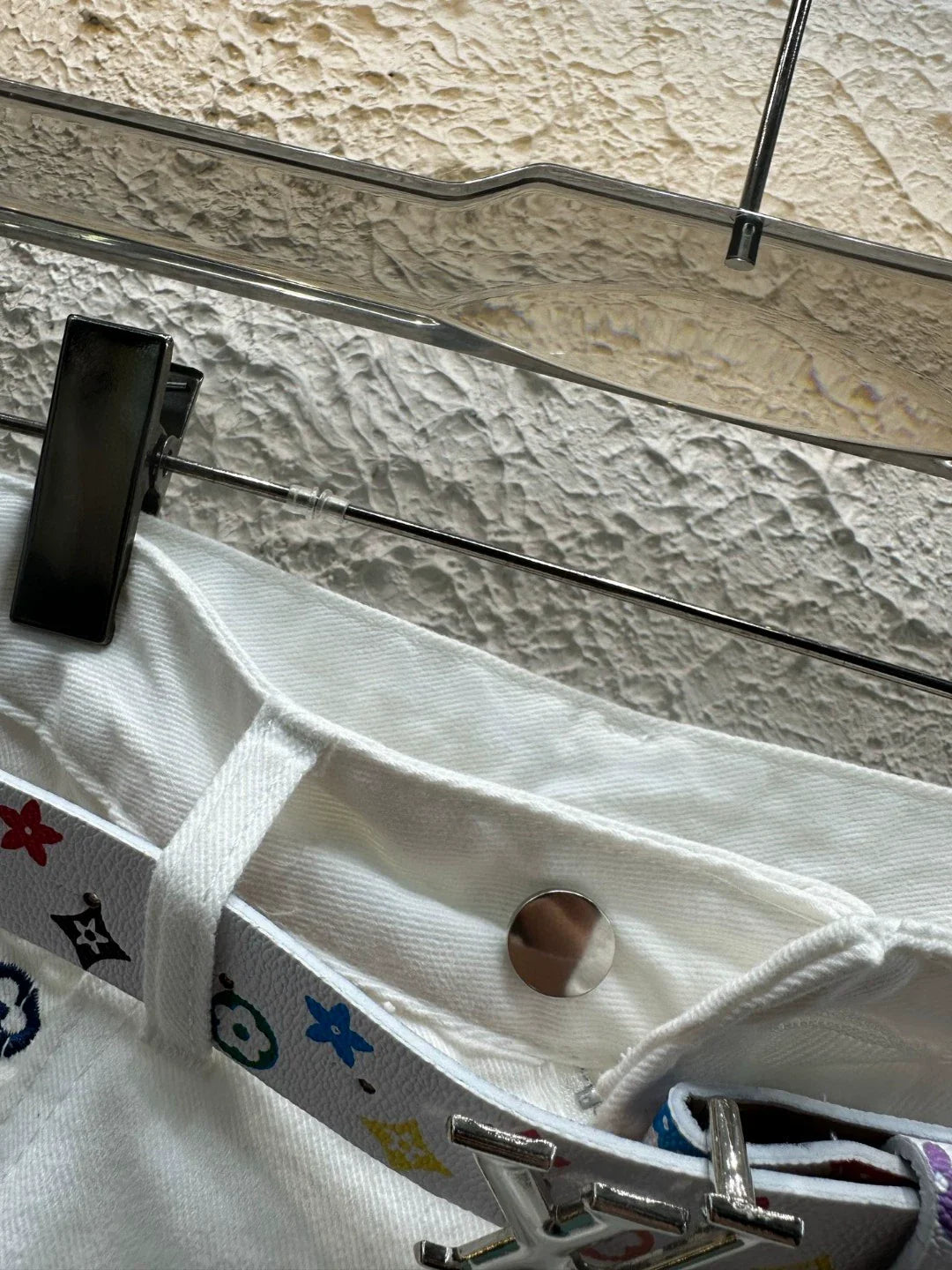 25 Summer New Embroidered Letters Washed Denim Skirt (With Belt)