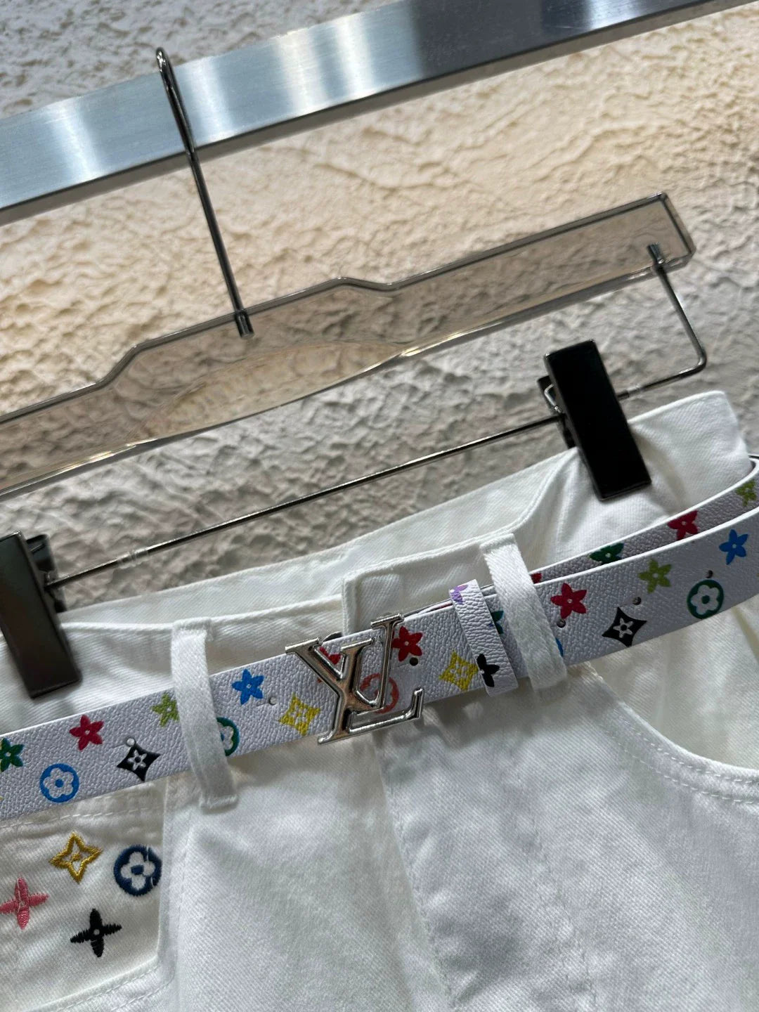 25 Summer New Embroidered Letters Washed Denim Skirt (With Belt)