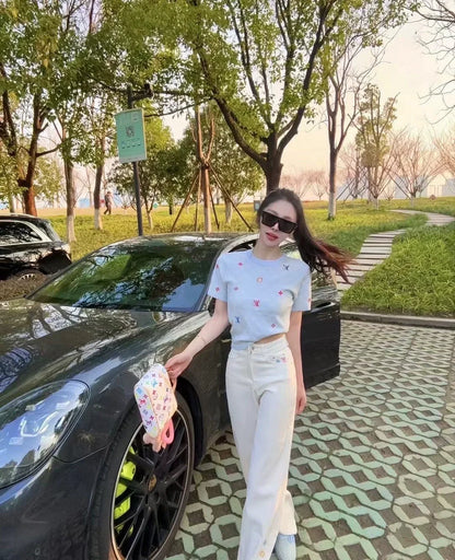 25ss new spring dark pattern jacquard knitted T-shirt