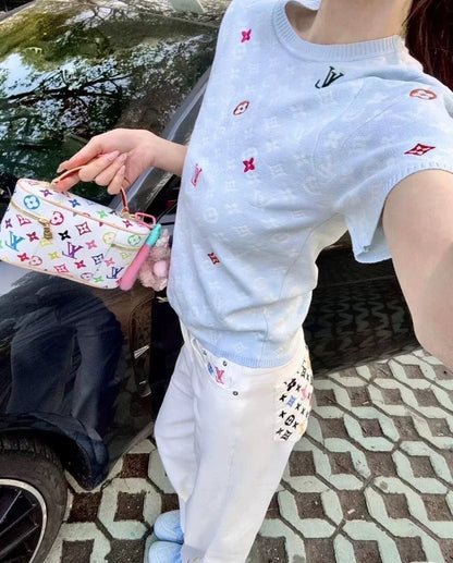 25ss new spring dark pattern jacquard knitted T-shirt