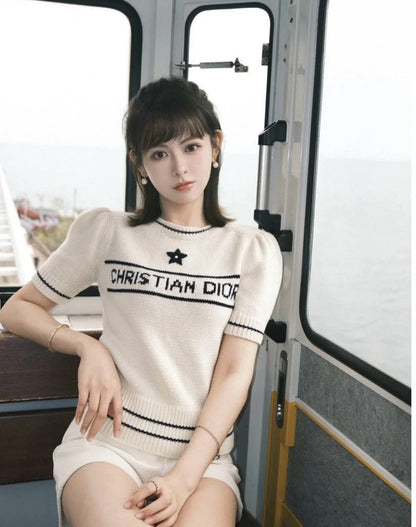 25 Star Letters Knitted Short Sleeves