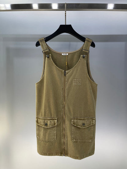 25 new letter jacquard denim overalls skirt