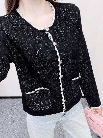 25fw Double layered knitted cardigan