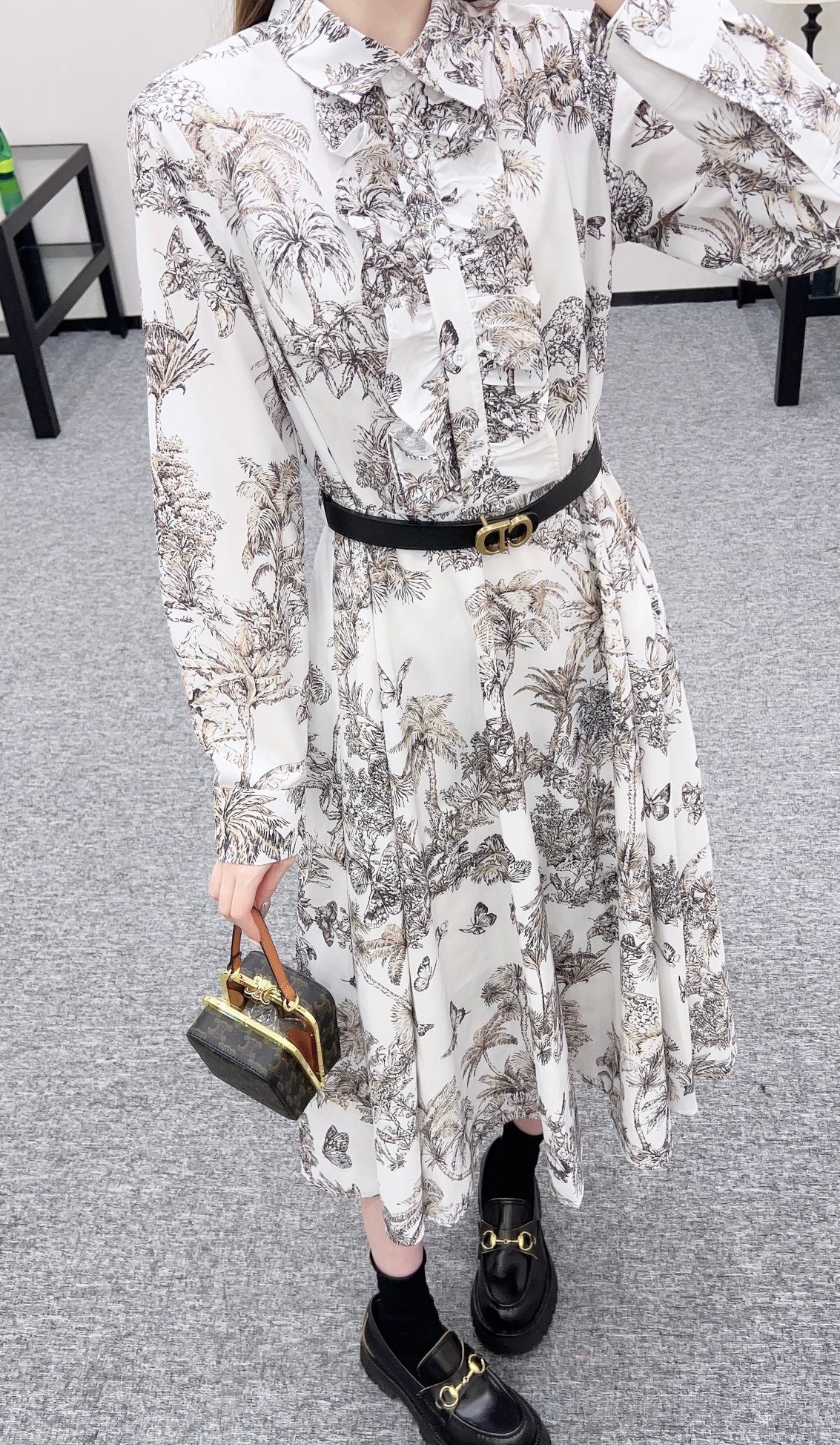 25fw Printed belt dress