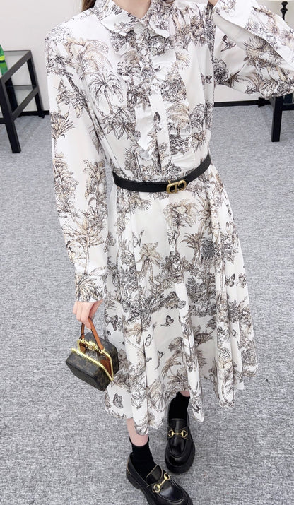 25fw Printed belt dress