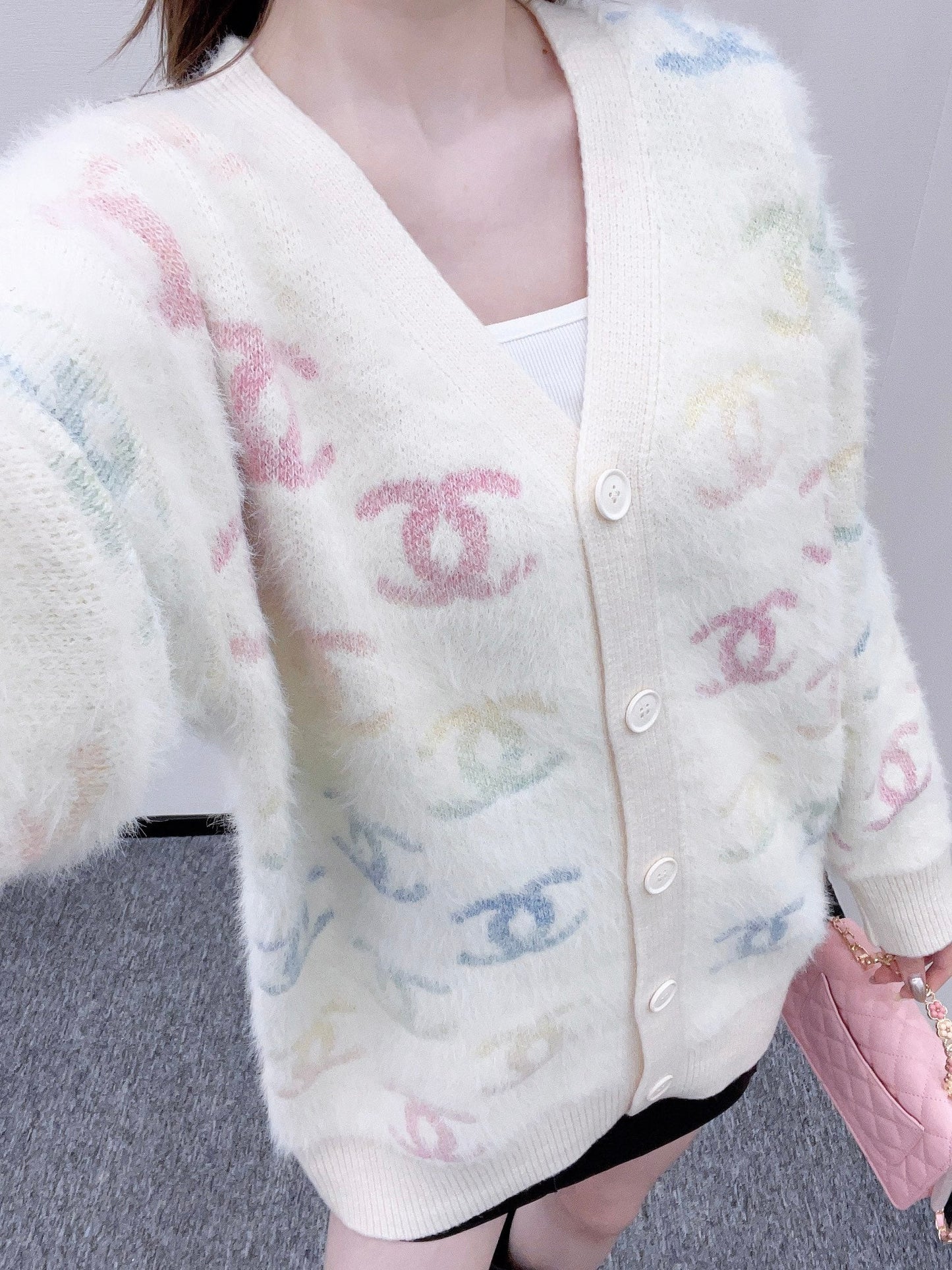 25fw Colorful double C mohair cardigan