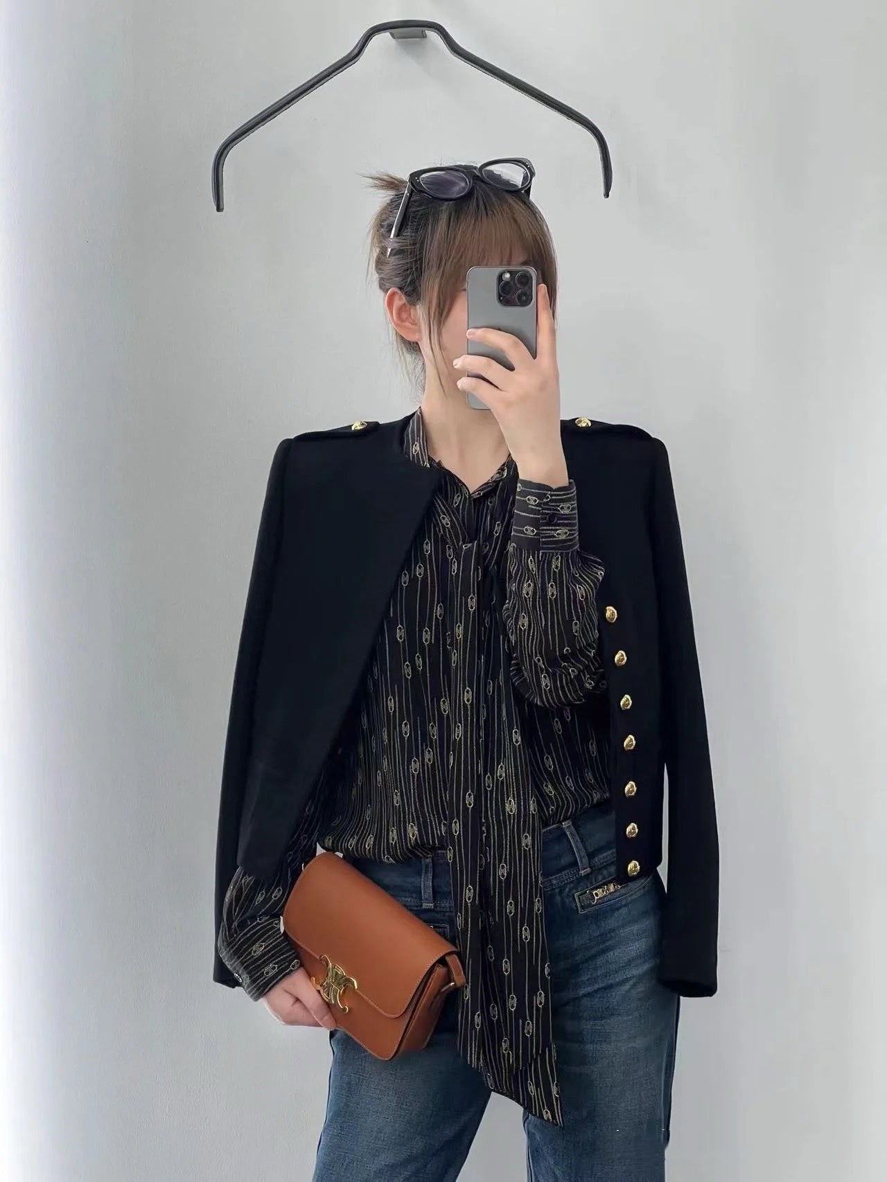 25fw Ribbon tie silk shirt