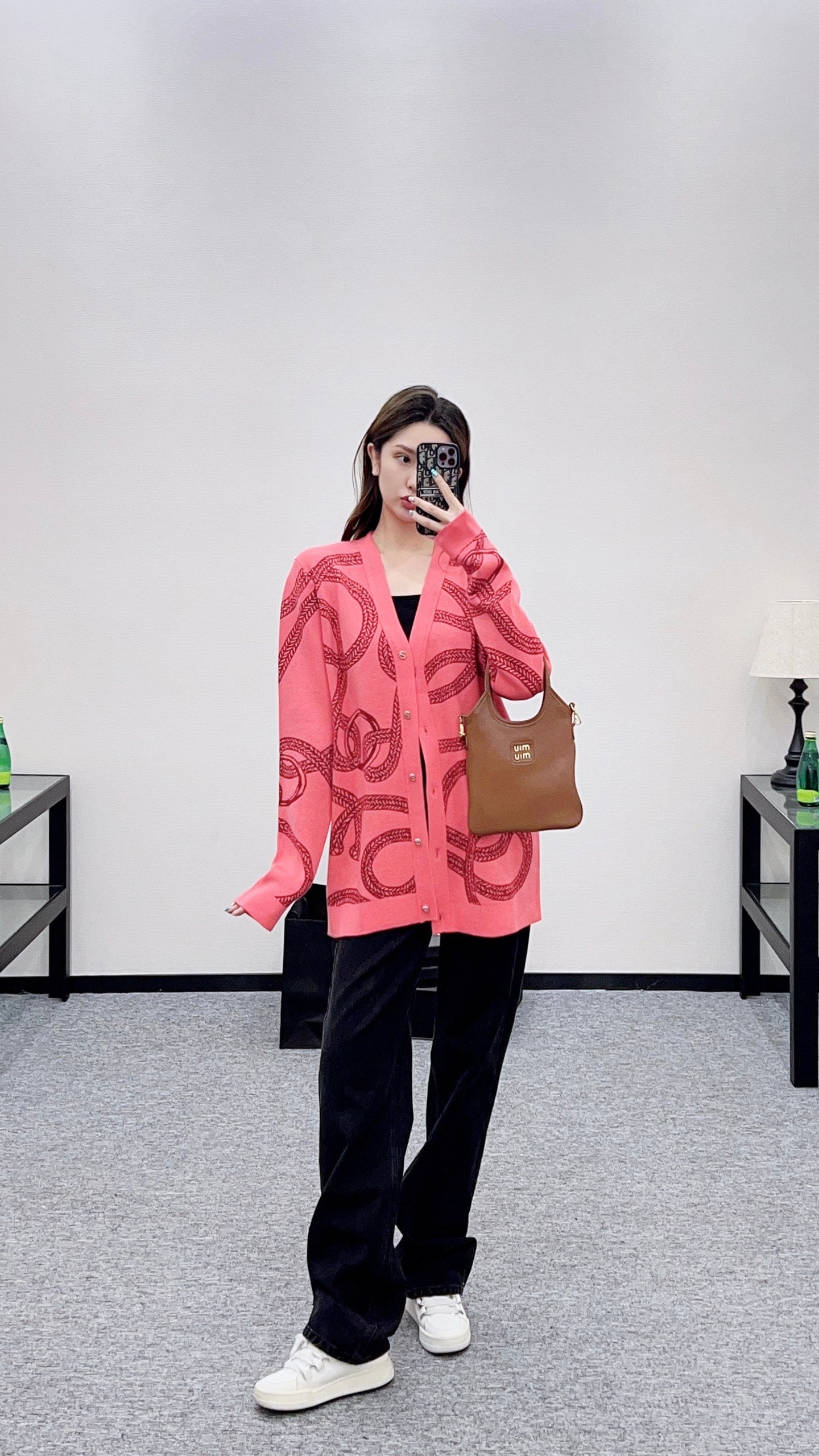 25fw Collision ribbon chain buckle cardigan