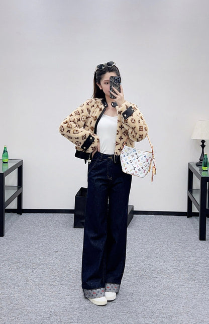 25fw Cherry print denim pants