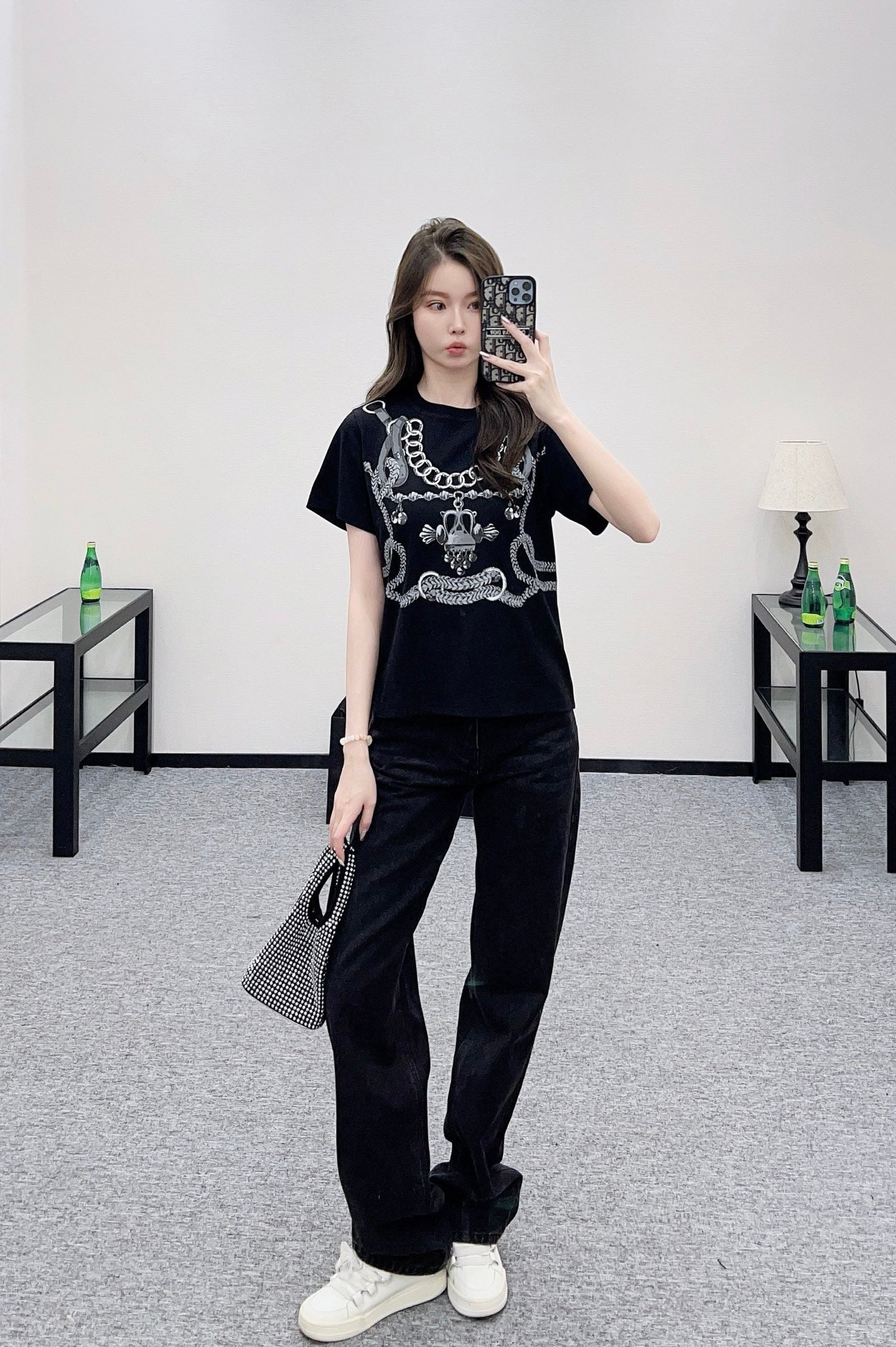 25fw Chain buckle printed T-shirt