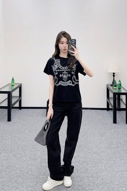 25fw Chain buckle printed T-shirt