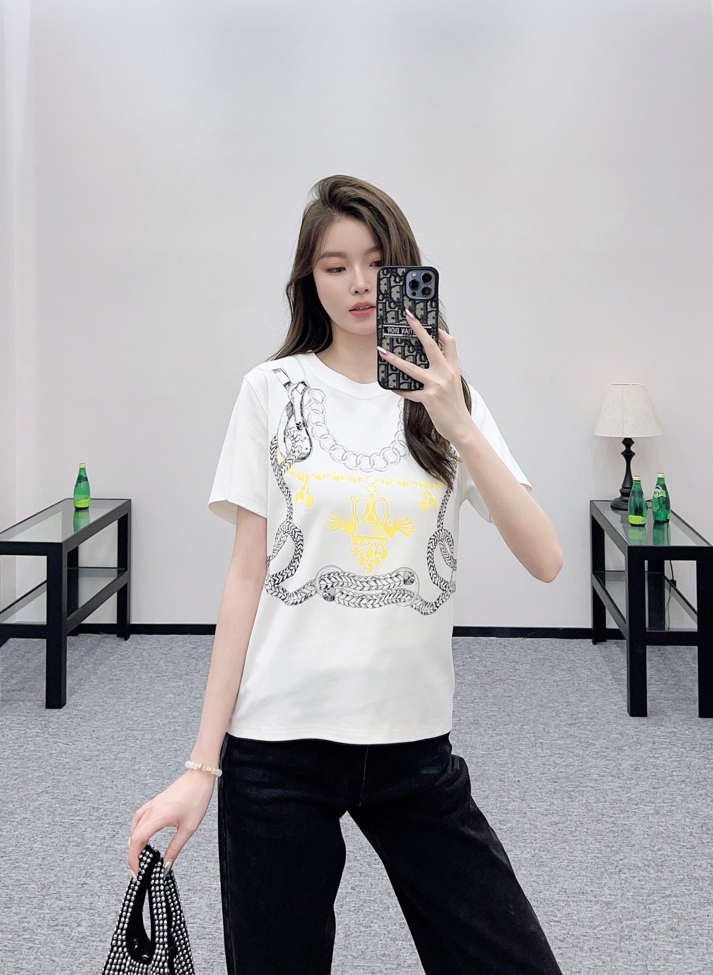 25fw Chain buckle printed T-shirt