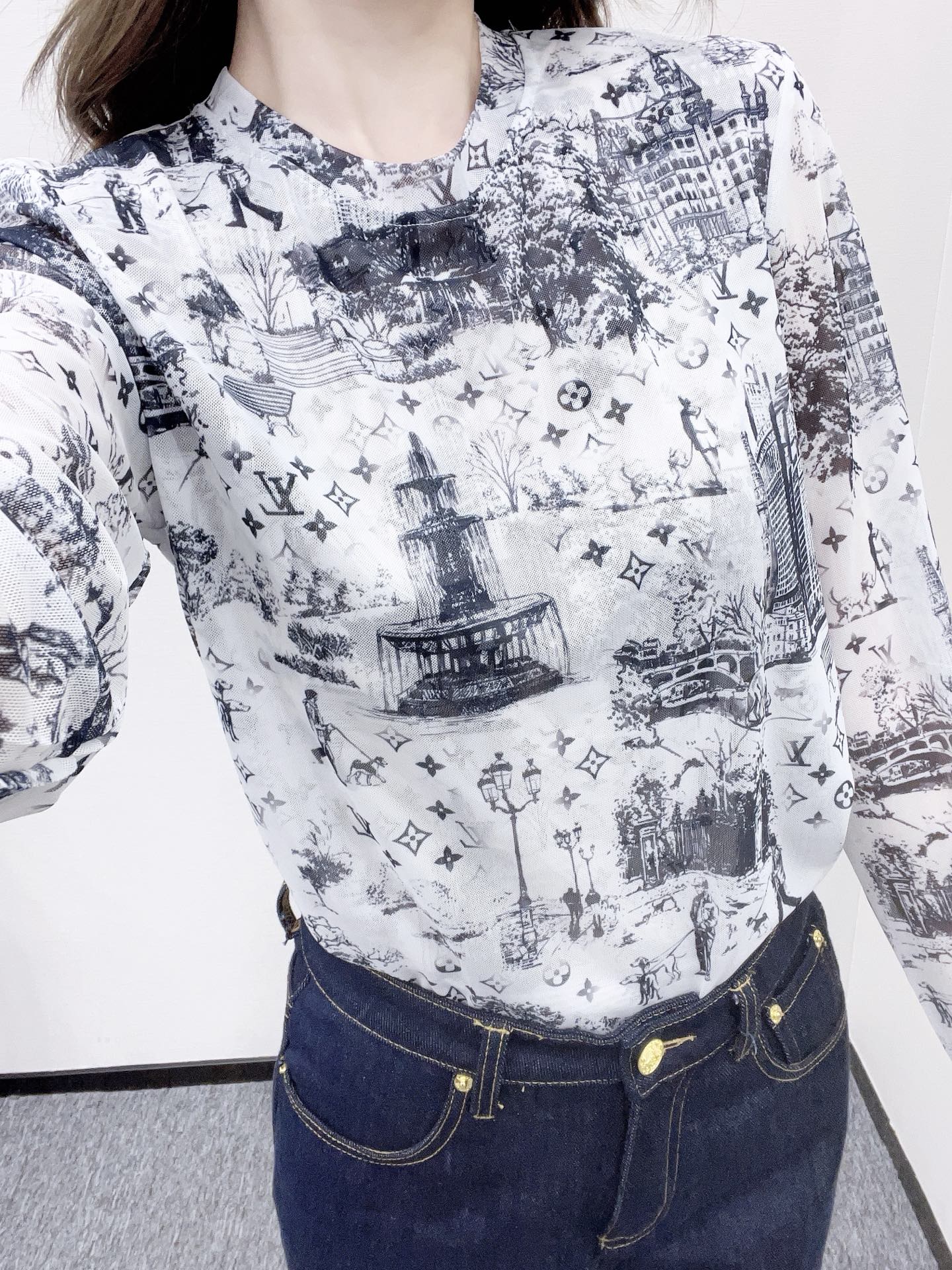25fw Slim fit printed base shirt