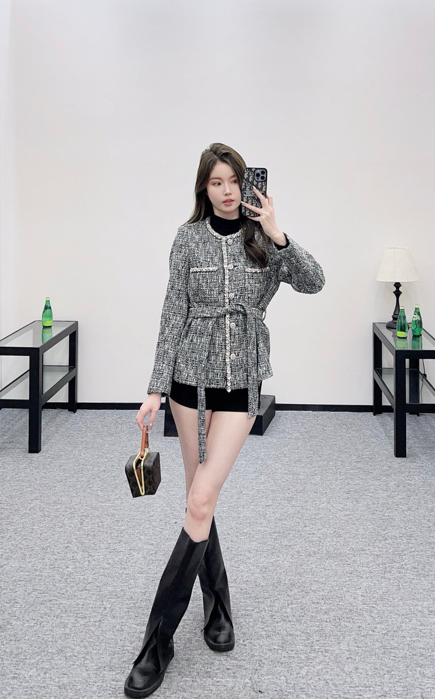 25fw Western style nail bead tied edge jacket