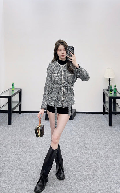 25fw Western style nail bead tied edge jacket