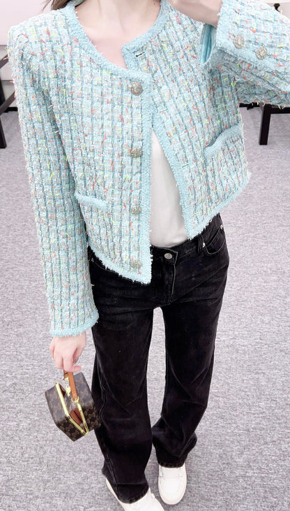 25fw Colorful edge tied woven jacket