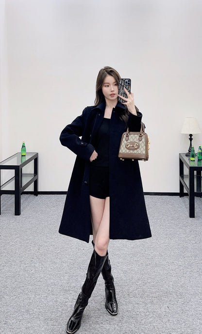 25fw Front shoulder lapel long coat
