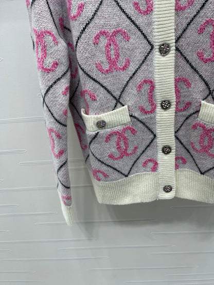 25fw Lingge round neck knitted cardigan