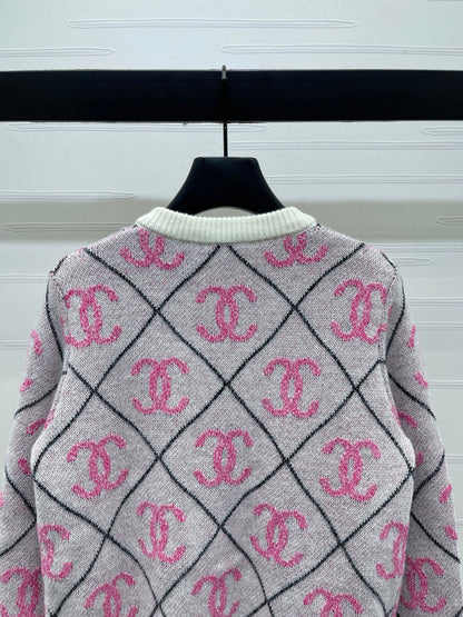 25fw Lingge round neck knitted cardigan