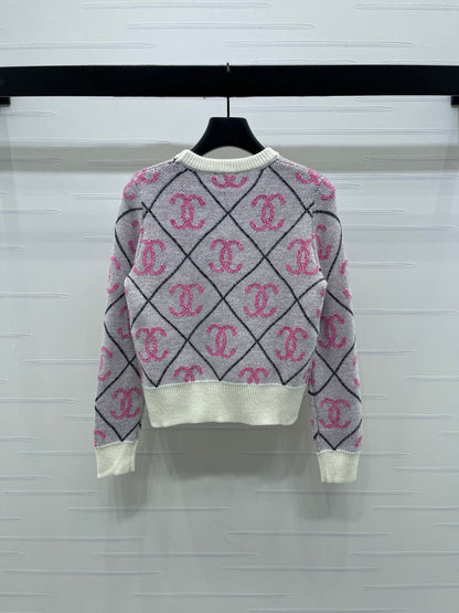 25fw Lingge round neck knitted sweater