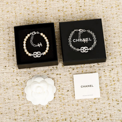 25ss full diamond double c pearl bracelet