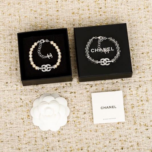 25ss full diamond double c pearl bracelet