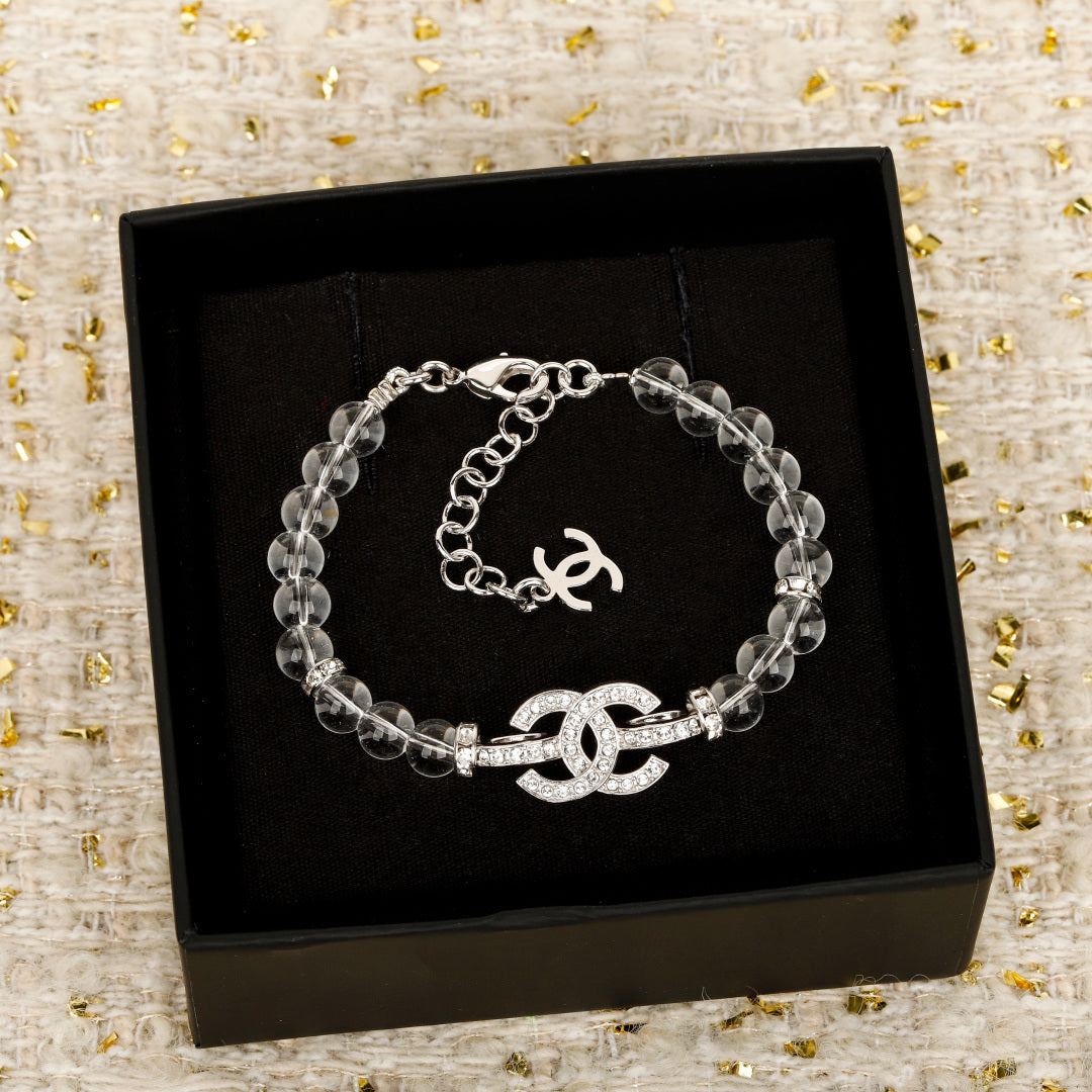 25ss full diamond double c pearl bracelet