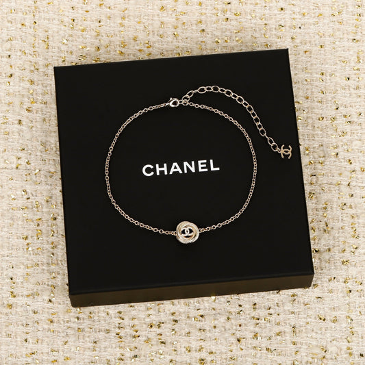 25ss brushed rotating thread button necklace