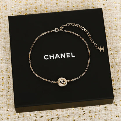 25ss brushed rotating thread button necklace