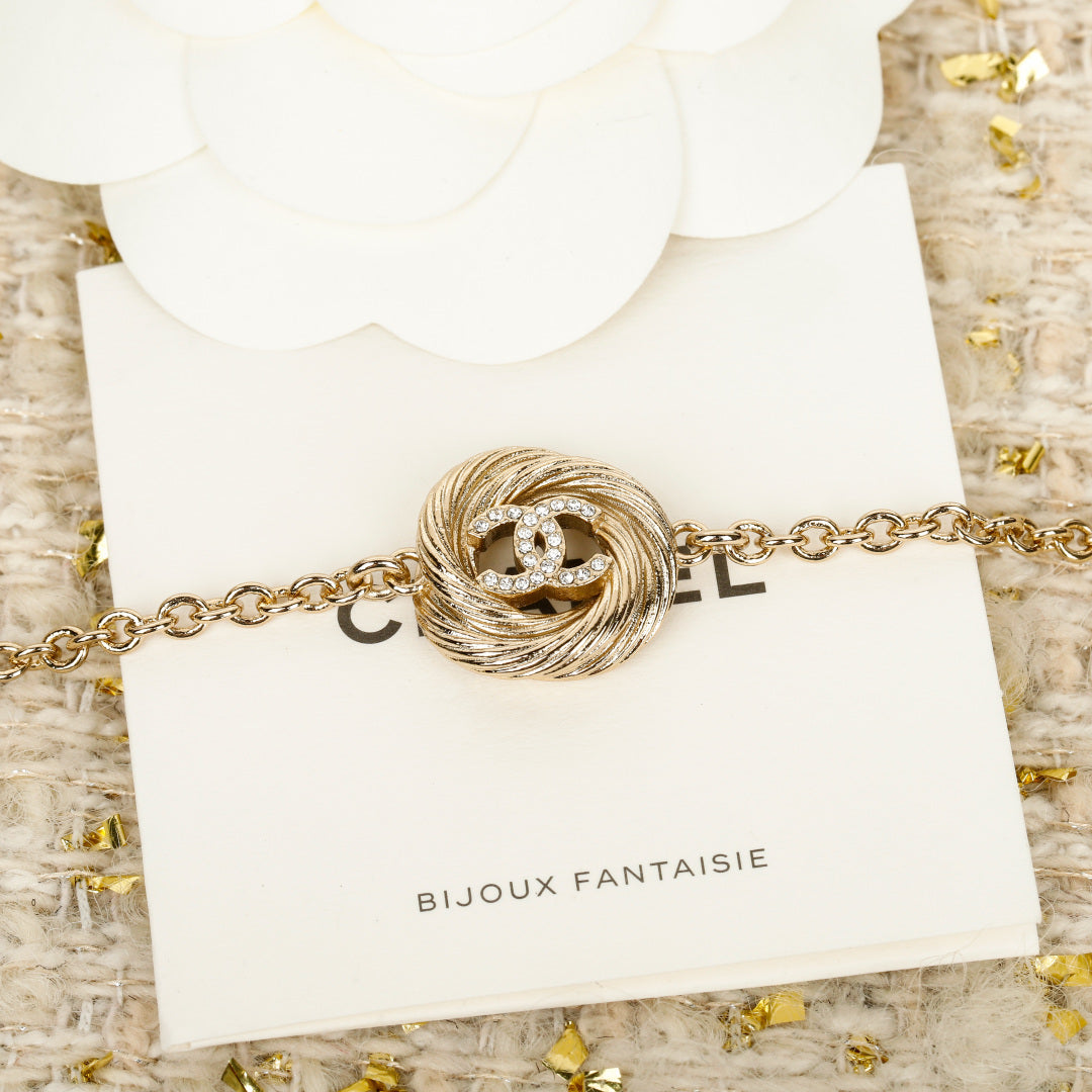 25ss brushed rotating thread button necklace