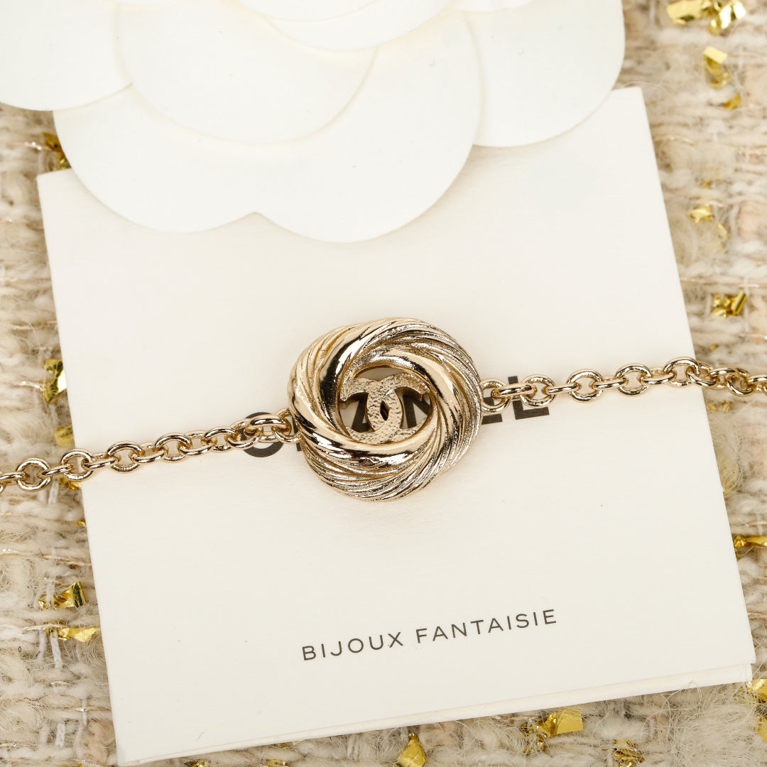 25ss brushed rotating thread button necklace