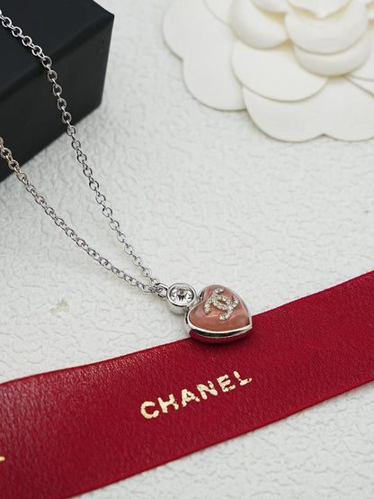 25 new silver round diamond resin heart necklace