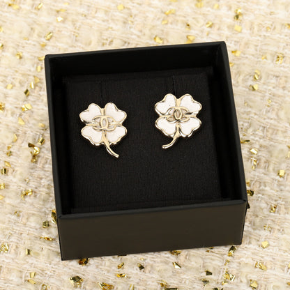 New four-leaf clover double C earrings